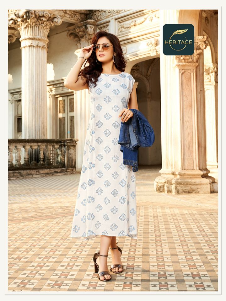 Heritage Jack N Jill Fancy Party Wear Rayon Printed Long Kurti Collection