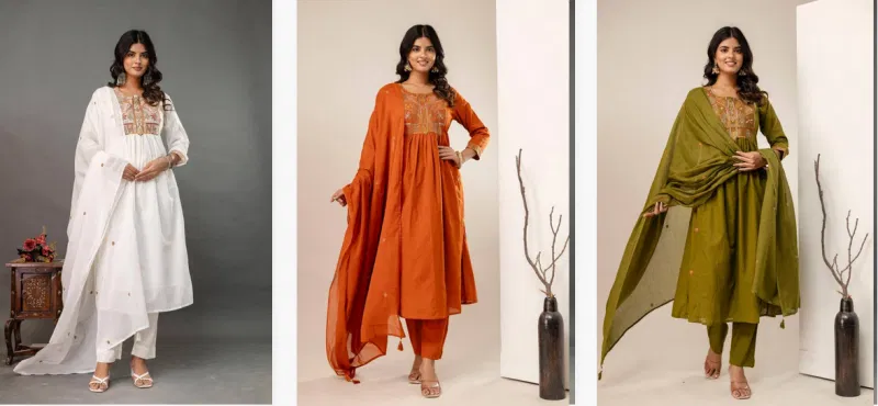 Naisha K 14 Mal Cotton Fancy Kurti Bottom With Dupatta Wholesale In India