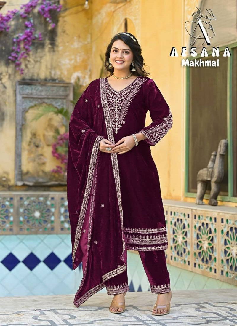 Makhmal By Afsana Velvet With Cording Work Readymade Wholesale Suppliers In Mumbai