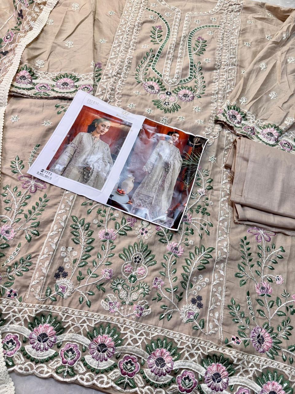 Ziaaz 904 A and B Cambric Cotton Embroidery Pakistani Suits Orders In India