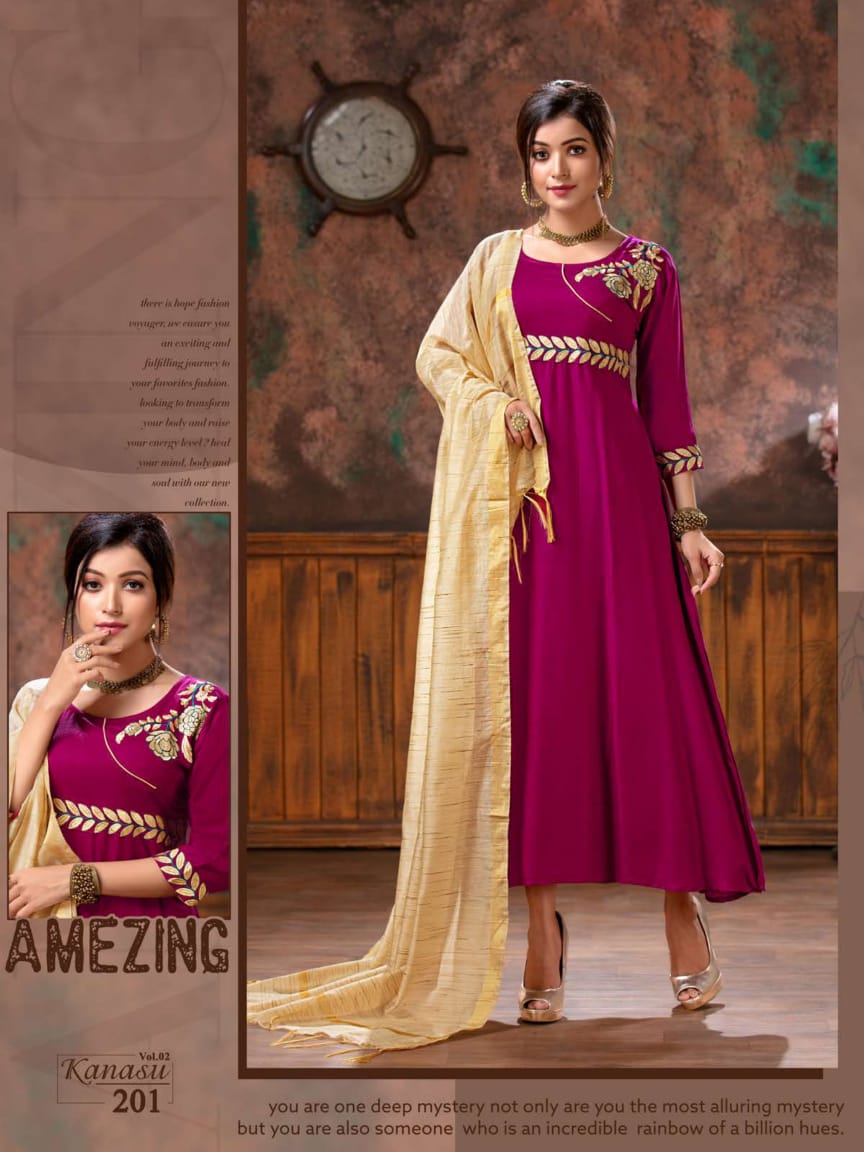 Kanasu Vol 2 Latest Designer Party Wear Anarkali Style Kurti With Dupatta 
