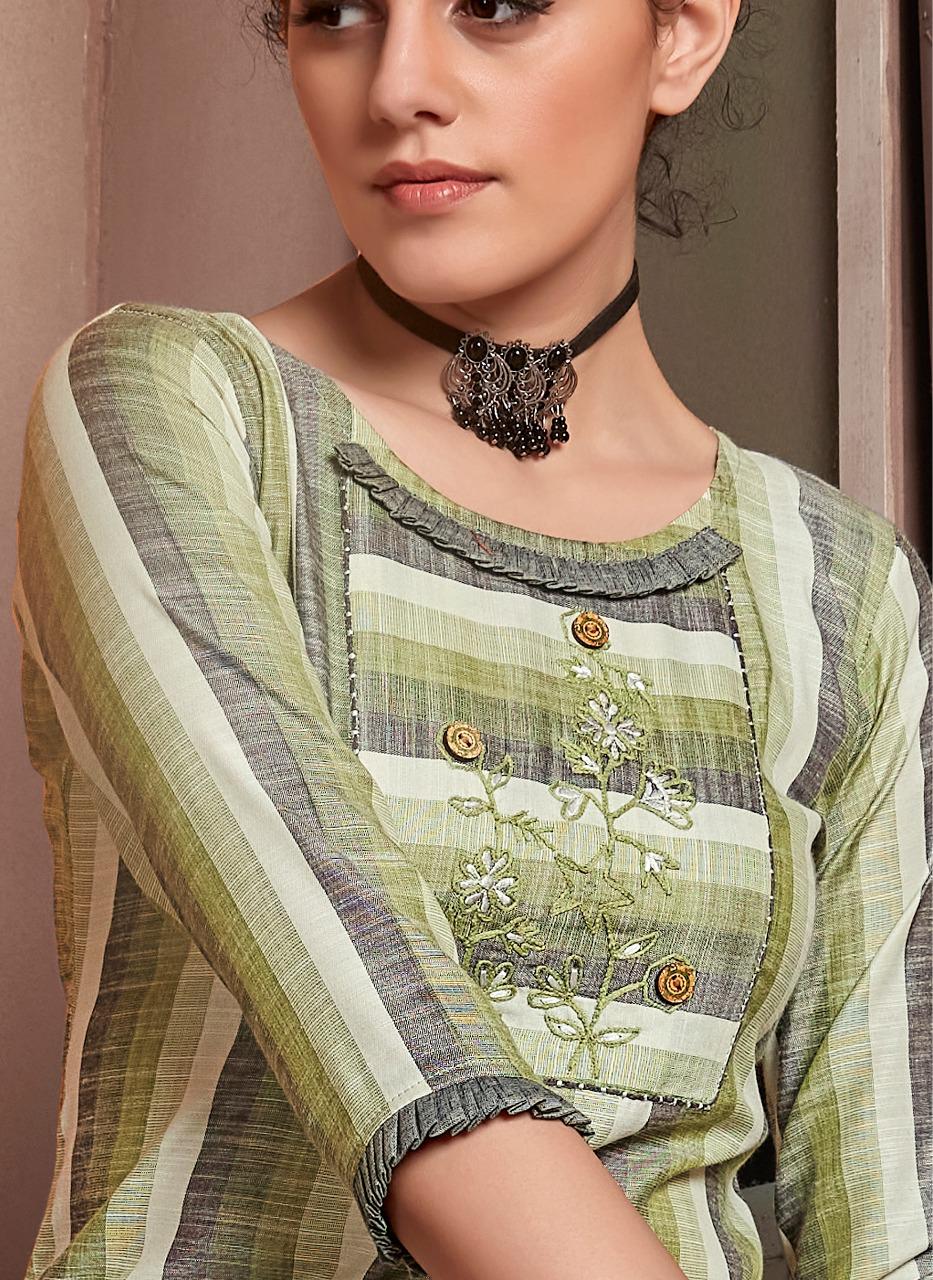 PK FASHION RAINBOW VOL-3 Latest fancy Casual Wear Heavy Cotton Linen Hand loom With Kalimudi Hand Work Kurti With Bottom Collection