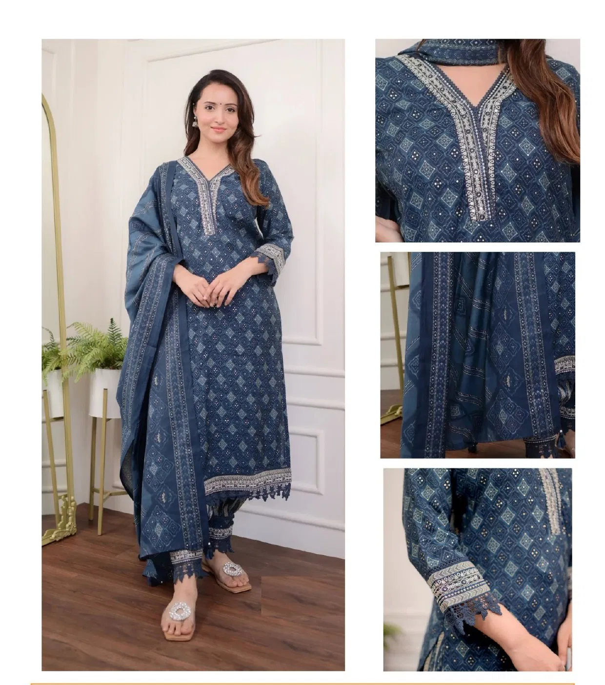 Av Embroidery Straight Cut Kurti With Bottom Dupatta Suppliers In India