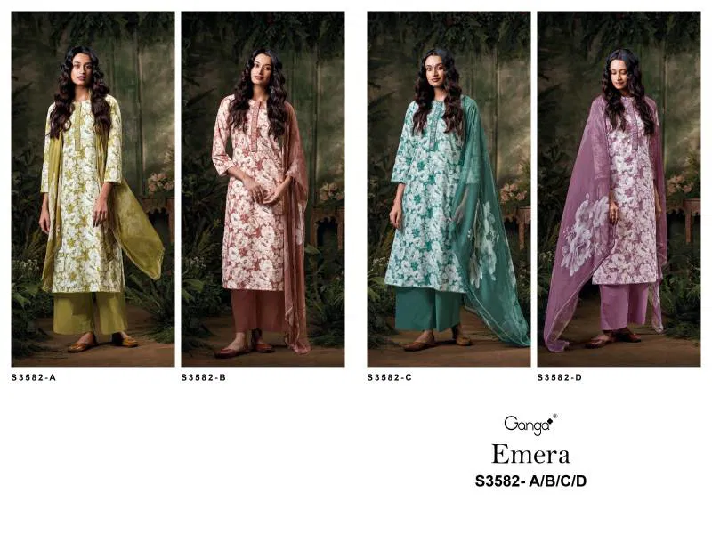 Emera By Ganga Cotton Printed Embroidered Salwar Suit Wholesale Online