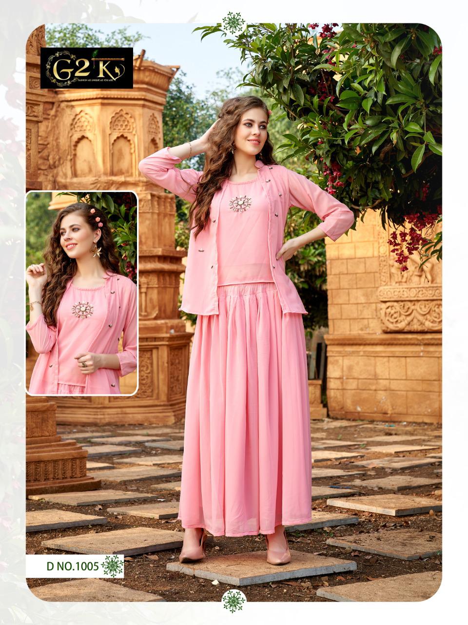G2k Scarlett New Stylish Party Wear Top With Skirt And Jacket Latest Collection