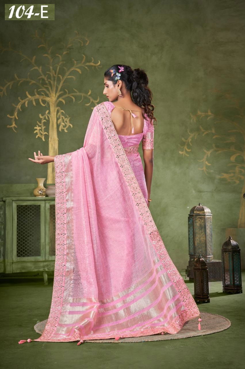 Sumitra 104 A To 104 E Banarasi Linen Checks Wholesale Saree Manufacturers