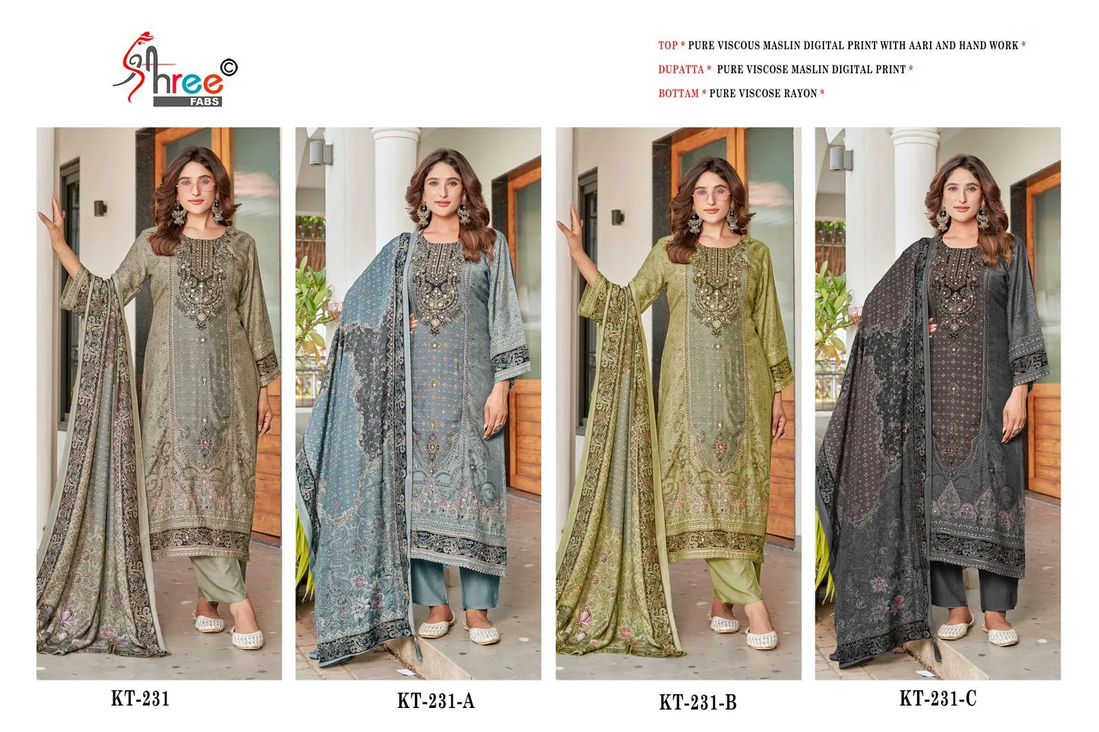Kt 231 By Shree Viscose Maslin Digital Printed Salwar Suits Orders In India