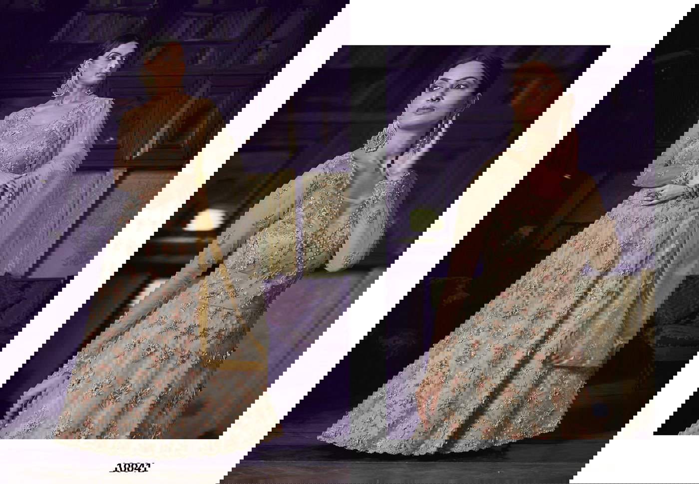 Raazi Latest Designer Fancy Wedding Wear Embroidery Net With Embroidery And Stone Work Sleeves And Four Side Less Dupatta Ladies Gown Collection
