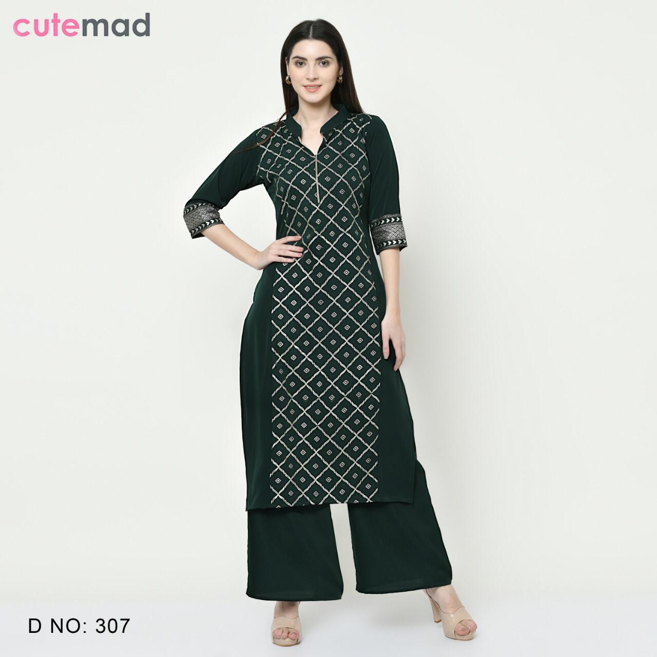 Cutemad 3 Heavy Fancy Wear American Crape Printed  Kurti With Bottom