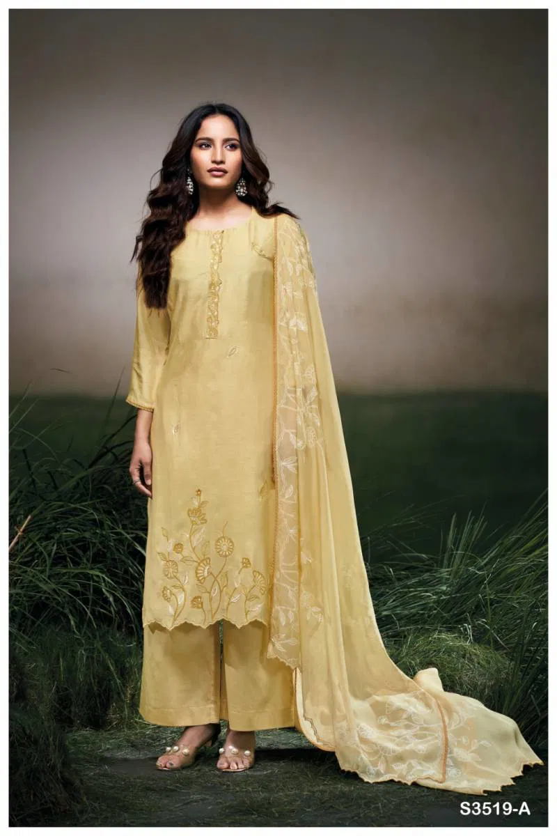 Ganga Elayna Bemberg Silk Solid Fancy Salwar Suit Suppliers In India
