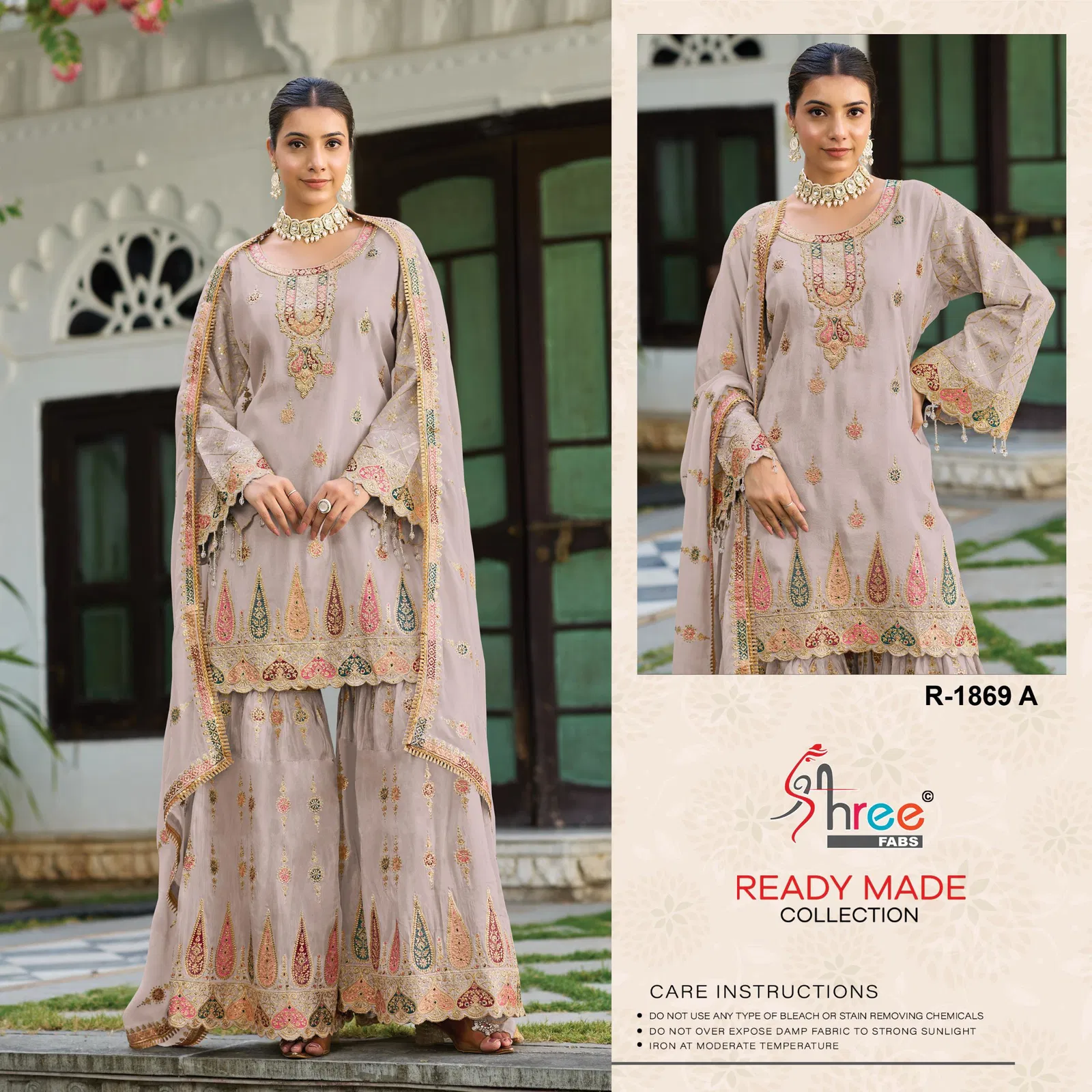R 1869 By Shree Air Tex Chinon Pakistani Readymade Suits Exporters In India