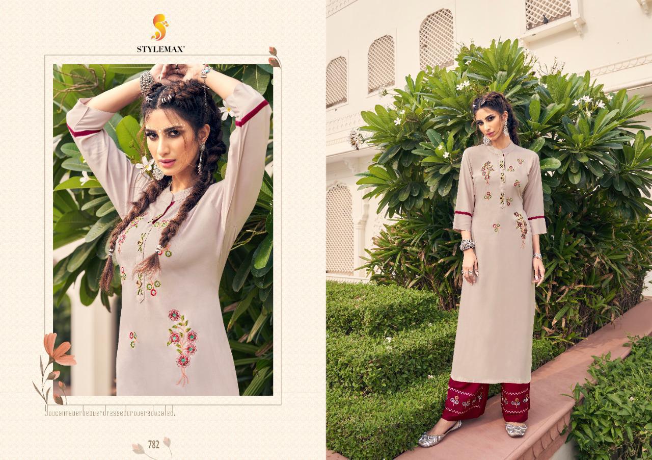 Stylemax Ananya 6 Latest Designer Fancy Ethnic Wear Rayon Worked Kurti With Bottom Collection
