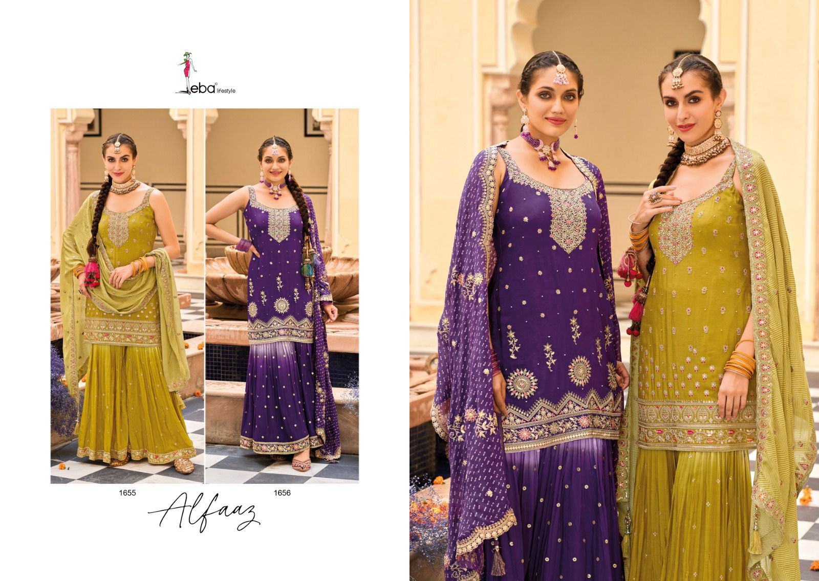 Eba Alfaaz Embroidered Wedding Wear Sharara Readymade Suits
