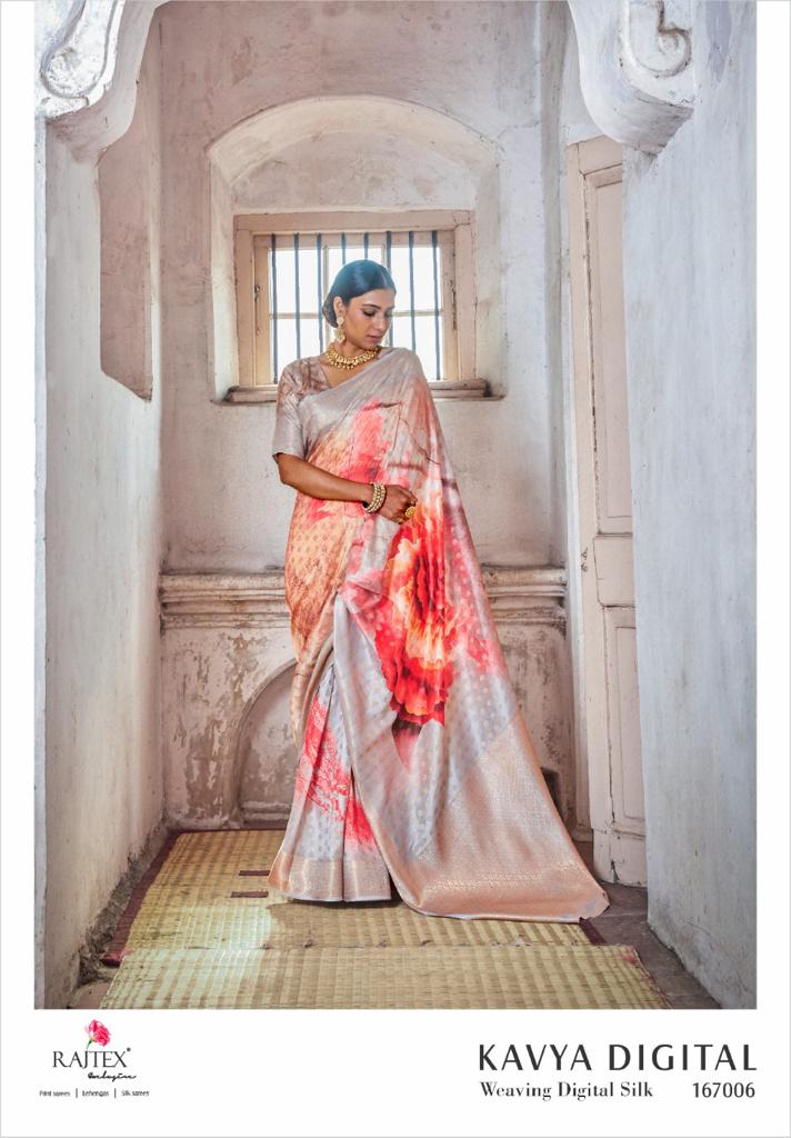 Rajtex Kavya Latest Fancy Festive Wear waeving Digital Printed Silk Sarees Collection
