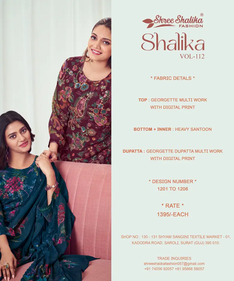 Shree Shalika Vol 112 Georgette Printed Salwar Suits Surat Wholesale Market