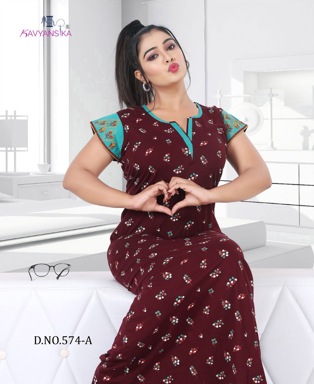 Kavyansika Nighty 574 Hosiery Cotton Nighty Collection at Wholesale Price