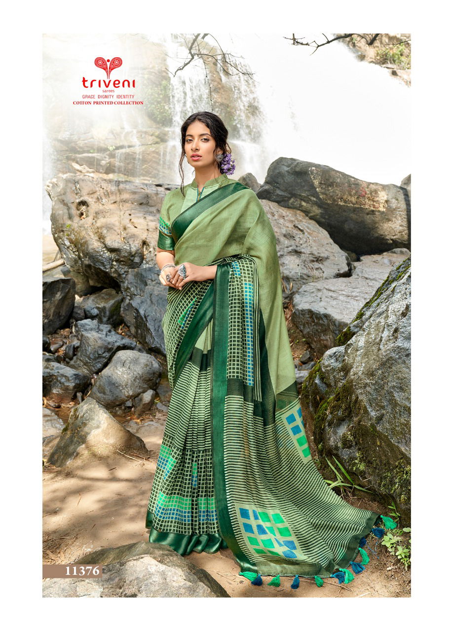 TRIVENI PANCHEE Latest Designer Fancy Festive Wear Heavy Cotton Linen Saree Collection