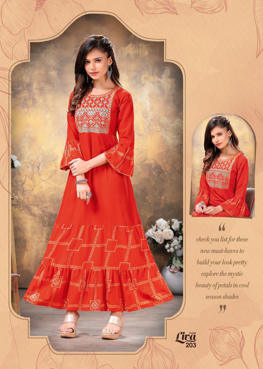 Ft Liva 2 Latest Fancy Heavy Rayon Printed Ethnic Wear Long Kurtis Collection

