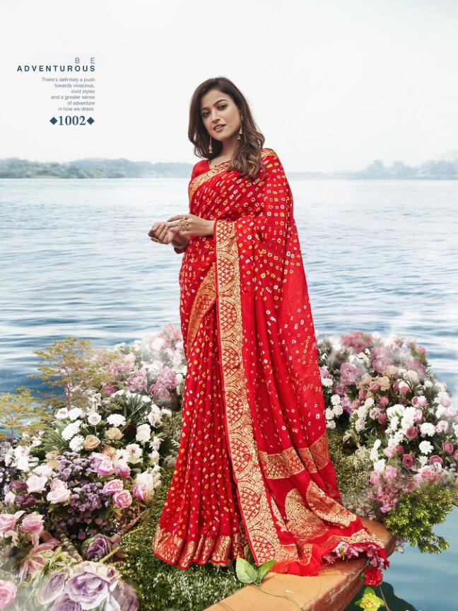 Rajyog Chunari Silk Heavy Bandhani Printed Latest Designer pure viscose with finish blouse Wedding Wear Collection