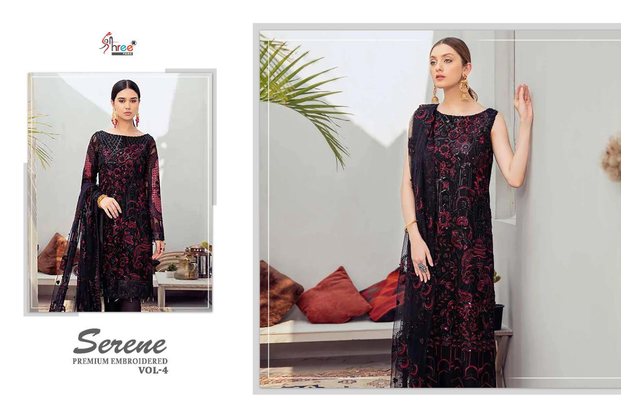Shree Fab Serene Premium Embroidered Vol 4 Latest Heavy Designer Pakistani Dress Materisl Collection With Nazneen Embroidered Dupatta 