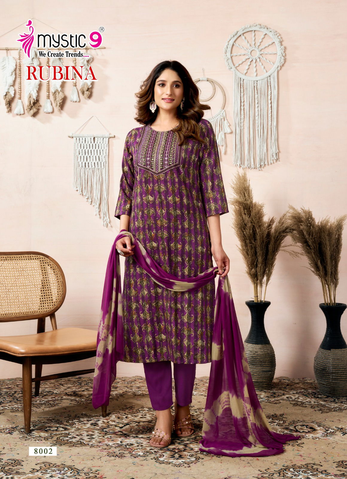 Rubina Vol 8 By Mystic 9 Rayon Kurti With Bottom Dupatta Wholesale In India