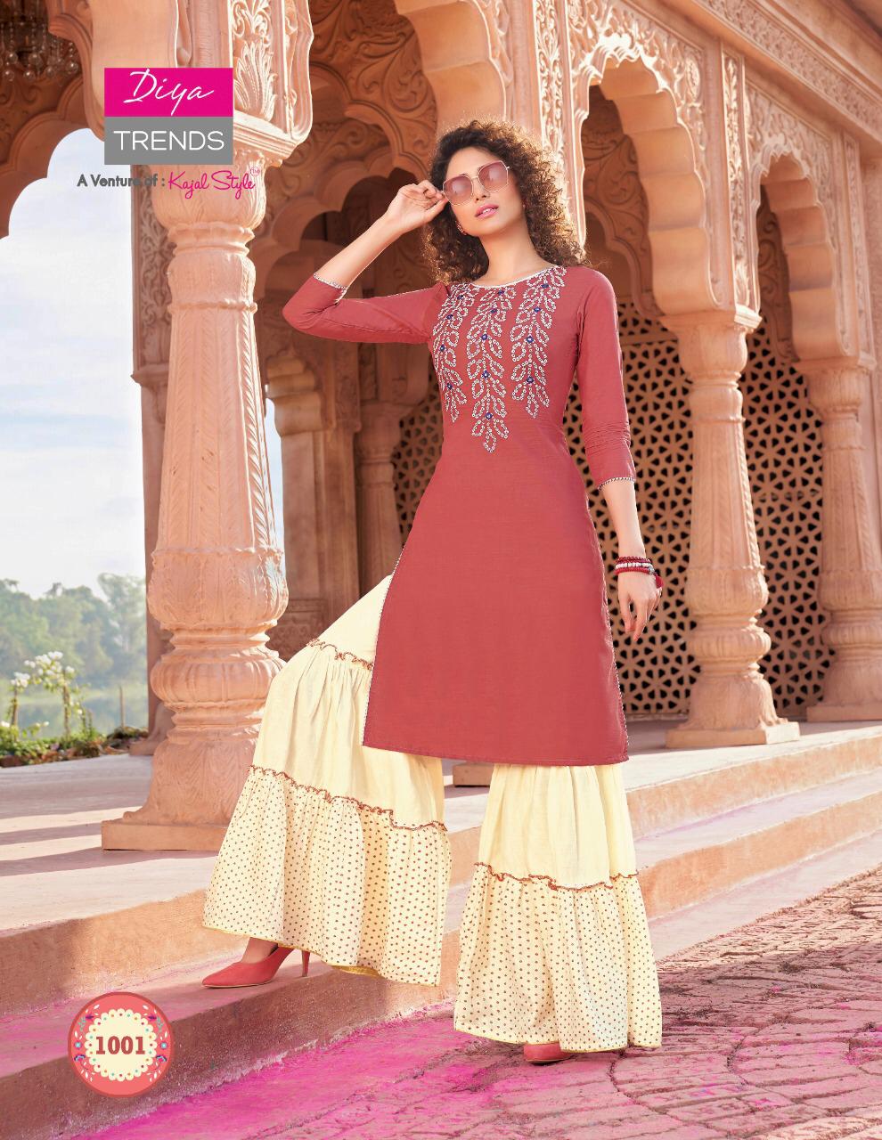 DIYA TRENDS LAUNCH NEW BANDHEJ VOL 1 BANDHANI PRINT DESIGNER EMBROIDERY KURTI WITH PLAZZO,PANT,SKIRT & SHARARA