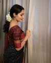 Black Colour Soft Silk 5077 Lichi Soft Silk Rich Pallu Casual Wear Saree Wholesalers In Delhi