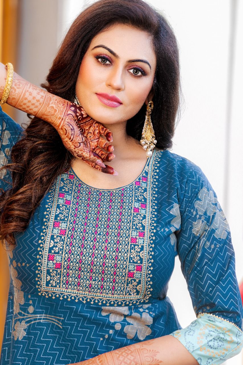 Akhand Jyot Srivalli Fancy Ethnic Wear Rayon Designer Long Kurti Collection