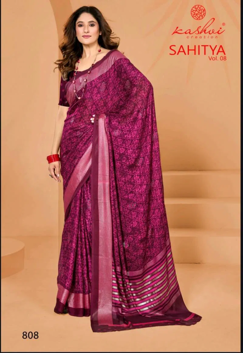 Sahitya Vol 8 By Kashvi Dull Moss Fancy Foil Printed Saree Online Wholesale