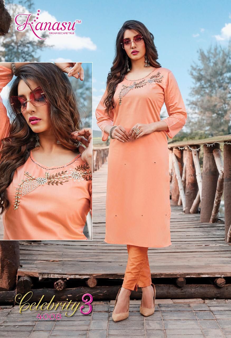 Kanasu Celebrity 3 Ethnic Wear Silk Designer Fancy Kurtis With Bottom Collection
