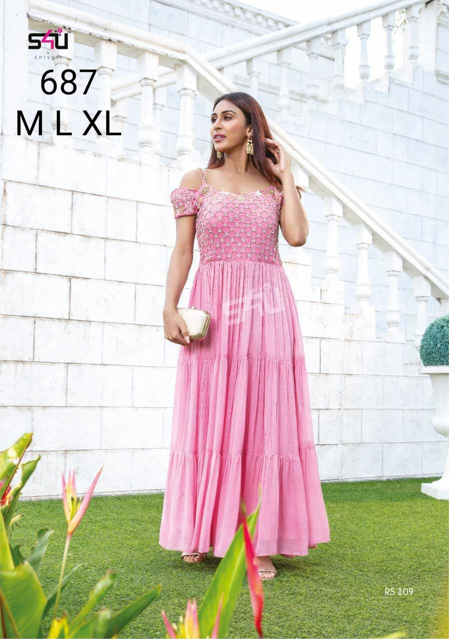 S4u 687 Fancy Catchy Look Frock Style Party Wear Kurti Catalog