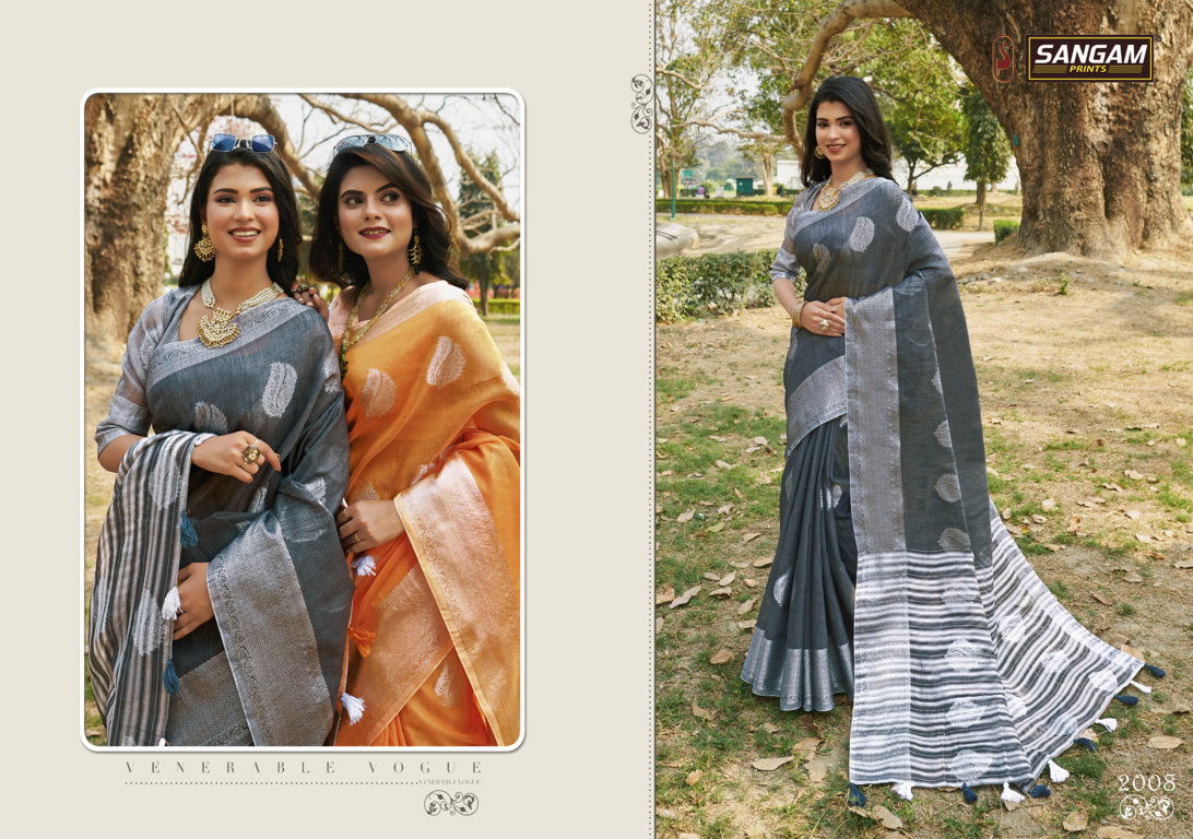Sangam Pankhudi 3 Latest Fancy Casual Wear Linen Cotton Printed Sarees Collection
