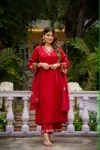 KF 306 Kalaai PV Chanderi Embroidery Kurti With Bottom Dupatta
