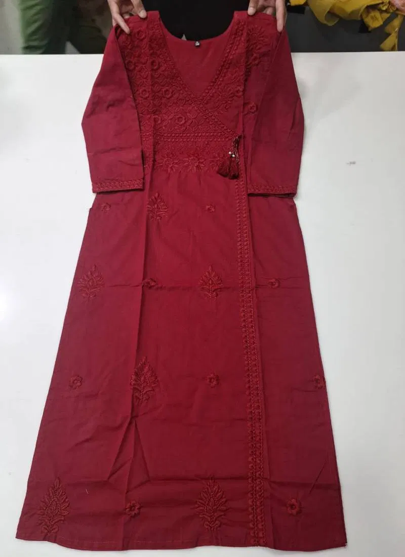 Tanyaa P 267 Cotton Casual Wear Lucknowi Kurtis Wholesalers In Delhi