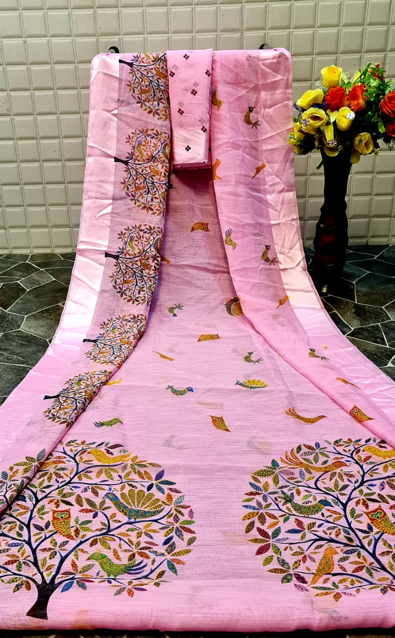 Mahek 3 Latest Daily Wear Casual Wear Printed Linen Cotton Saree Collection 