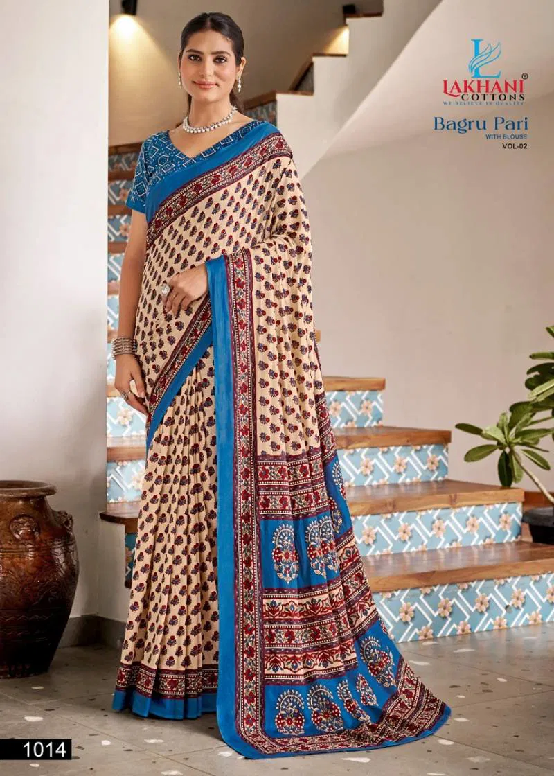 Bagru Pari Vol 2 By Lakhani Casual Wear Cotton Printed Saree Wholesale Clothing Suppliers In India