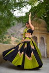 Green And Black Colour Pure Cotton Navratri Special Lehenga Wholesale Market Surat Taraa L 1676