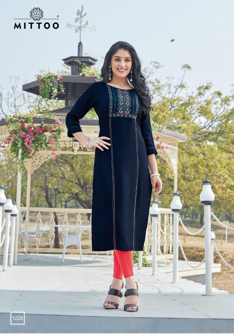 Mittoo Palak 26 Latest Fancy Designer Casual Wear Rayon Printed  Long Kurti Collection
