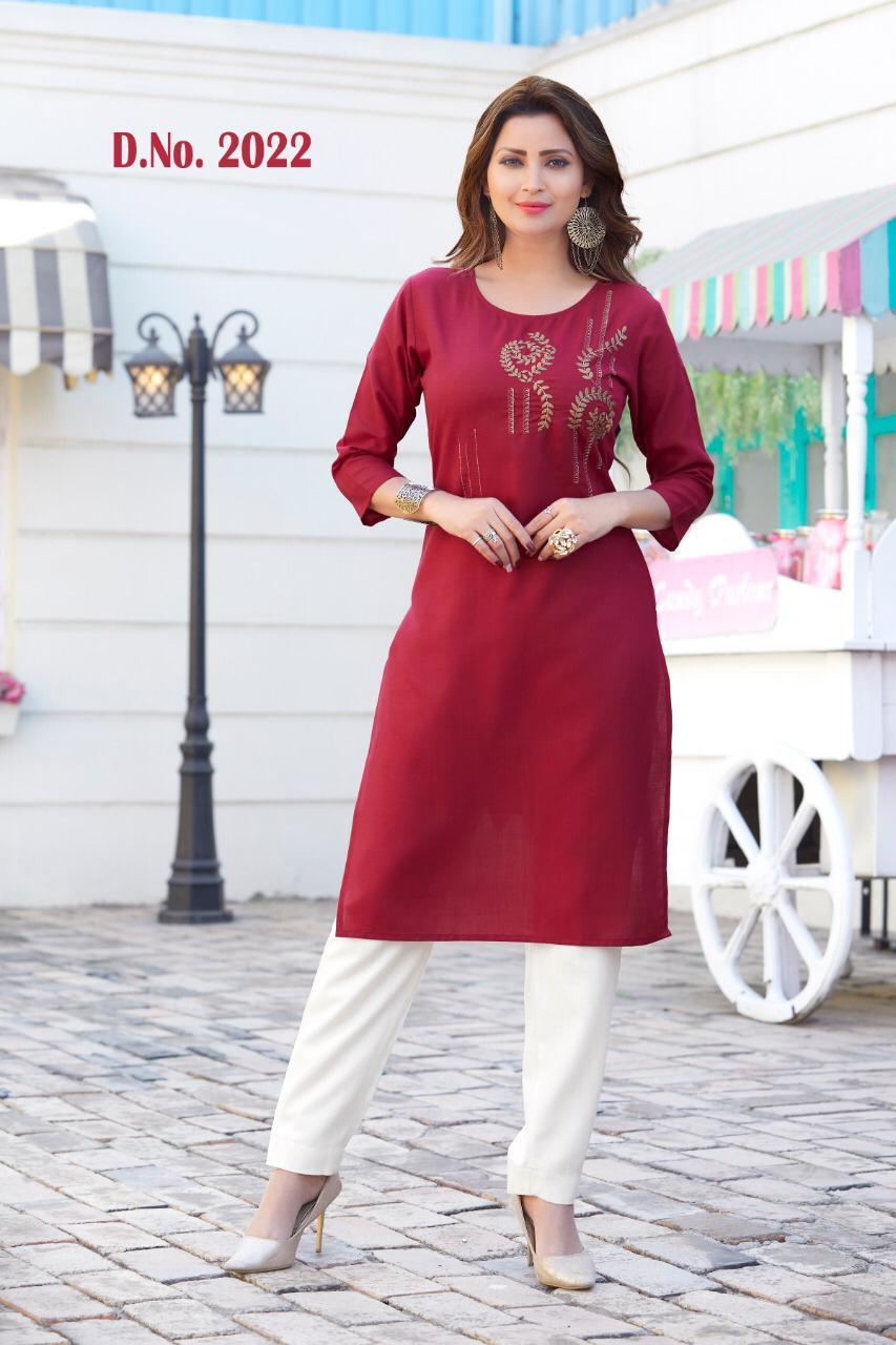 Ruby vol 1 Cotton Daily Wear Embroidery Work Long Kurtis Collections