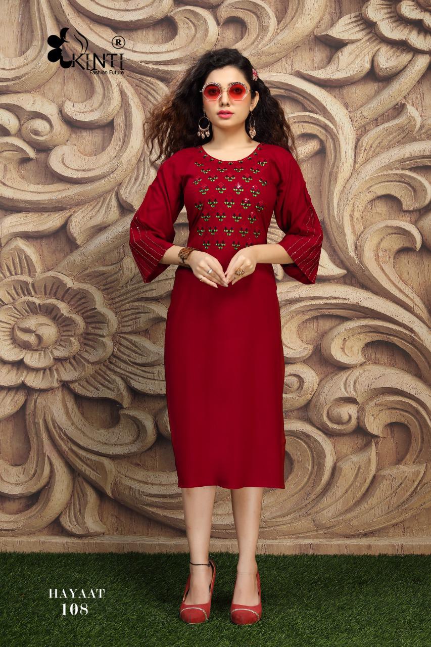 Kinti Hayaat Casual Wear Printed Rayon Designer Kurti Collection
