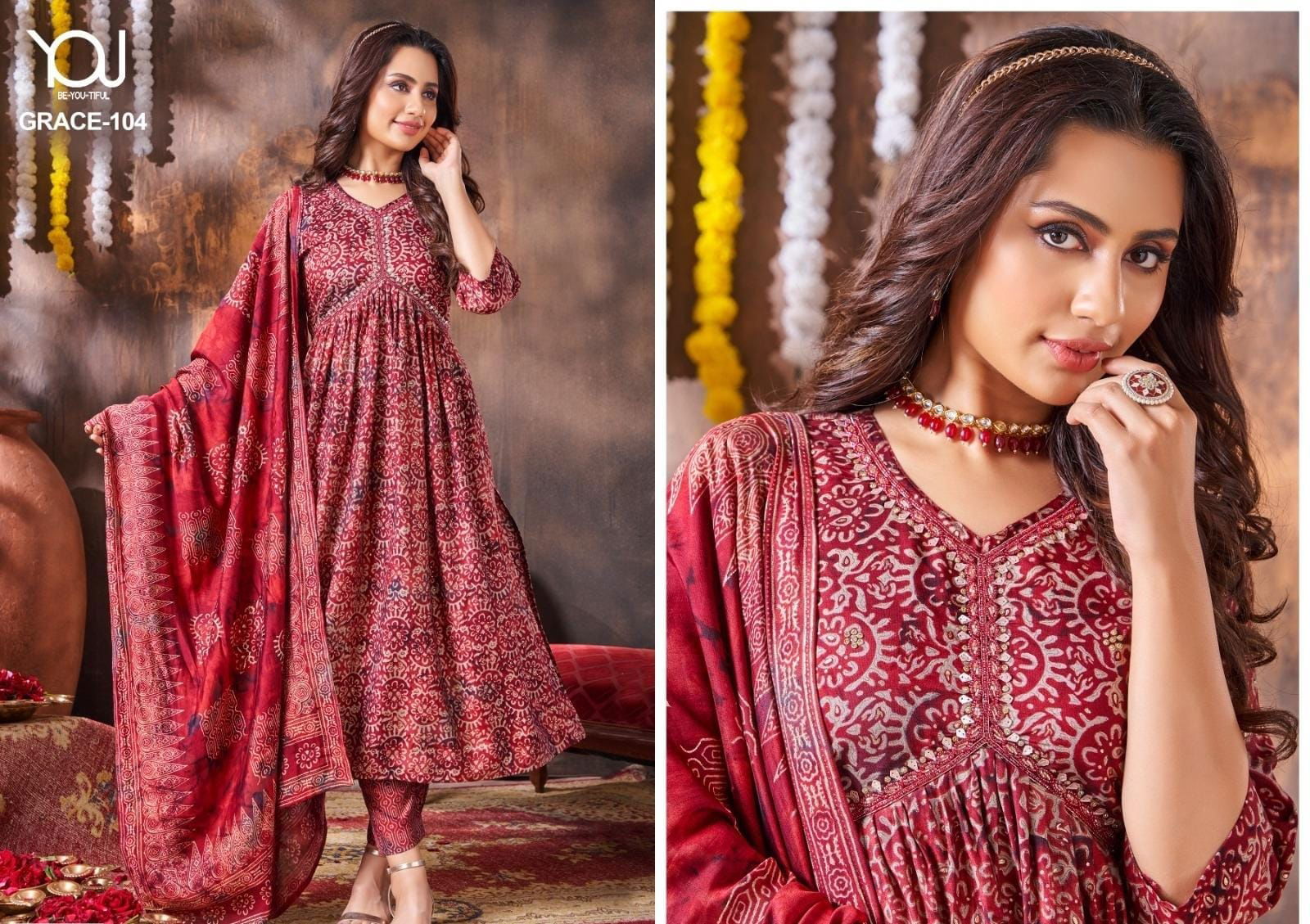 Grace By You Alia Cut Kurti With Bottom Dupatta Catalog