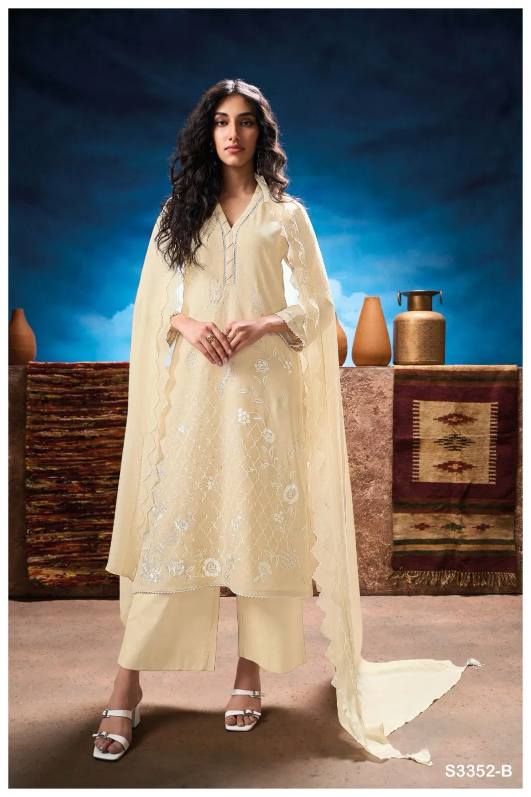 Phallika 3352 by Ganga Cotton Printed Embroidery Salwar Suit Orders In India