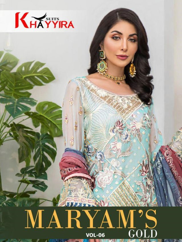 Khaariya Maryams Gold Vol -06 Heavy Embroidered Georgette Pakistani Dress Collection