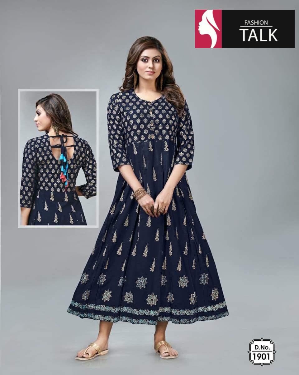Ft Rayon Dori Patt Ethnic Wear Rayon Printed Latest Designer Kurtis Collection
