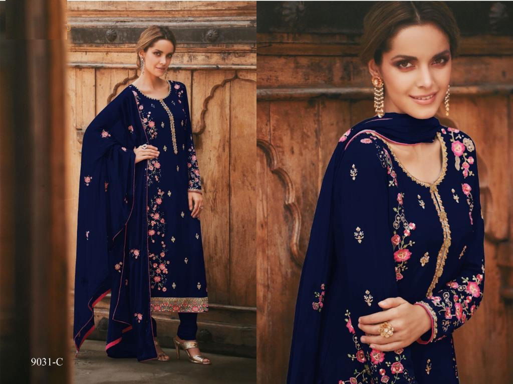 Avon Trendz 9031  Festive Wear Heavy Faux Georgette Embroidered Work Salwar Suit And Dupatta Latest Designer Suits Collection