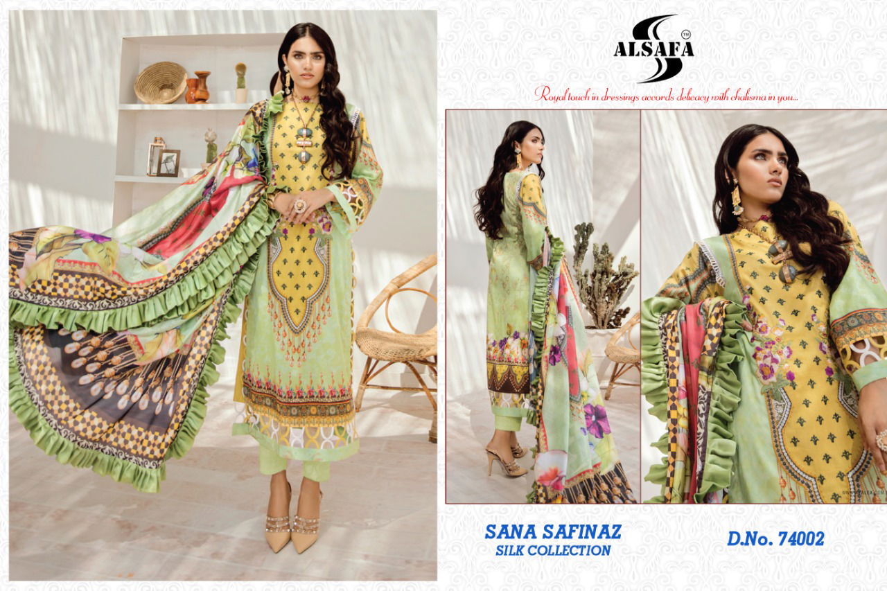 Alsafa Sana Safinaz Latest Designer Printed Karachi Silk Dress Material Collection 