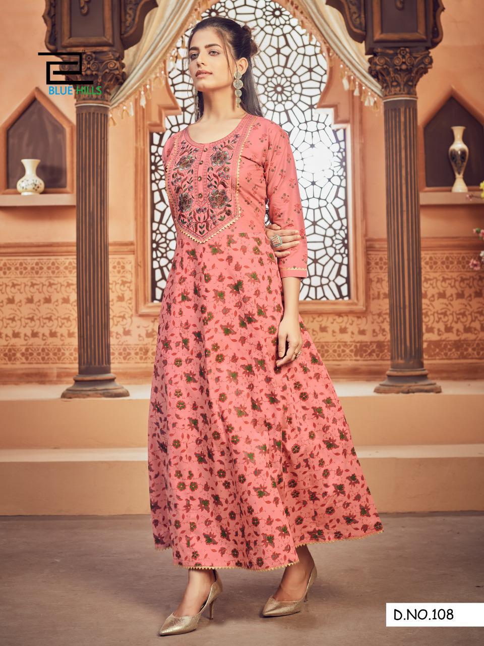 Blue Hills Ada 1 Designer Ethnic Wear Cotton Anarkali Long Kurti Collection