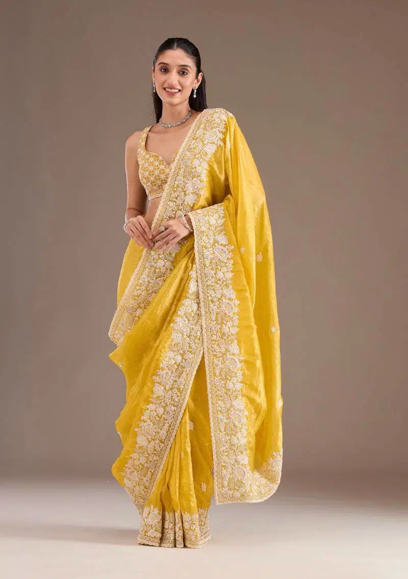Bt 1265 Gold Crush Embroidery Codding Saree Wholesale Market Surat