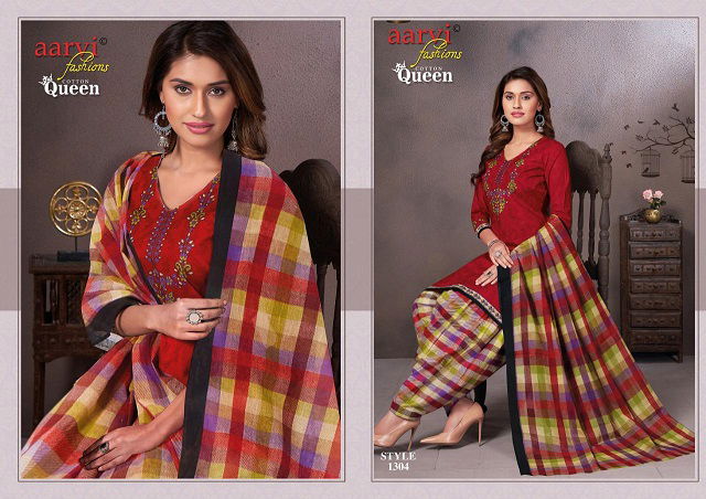 Aarvi Queen 3 Latest fancy regular Wear Pure Cotton Cambric Dress Material Collection
