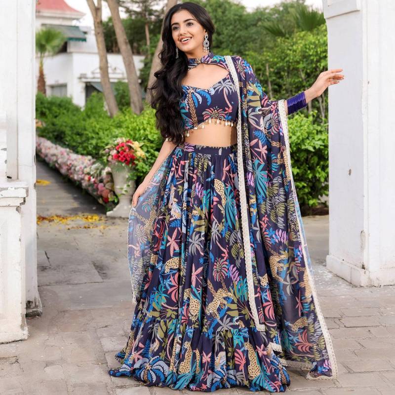 Jangle 1 Colours Georgette Fancy Digital Printed Lehenga Choli Bulk Orders In India